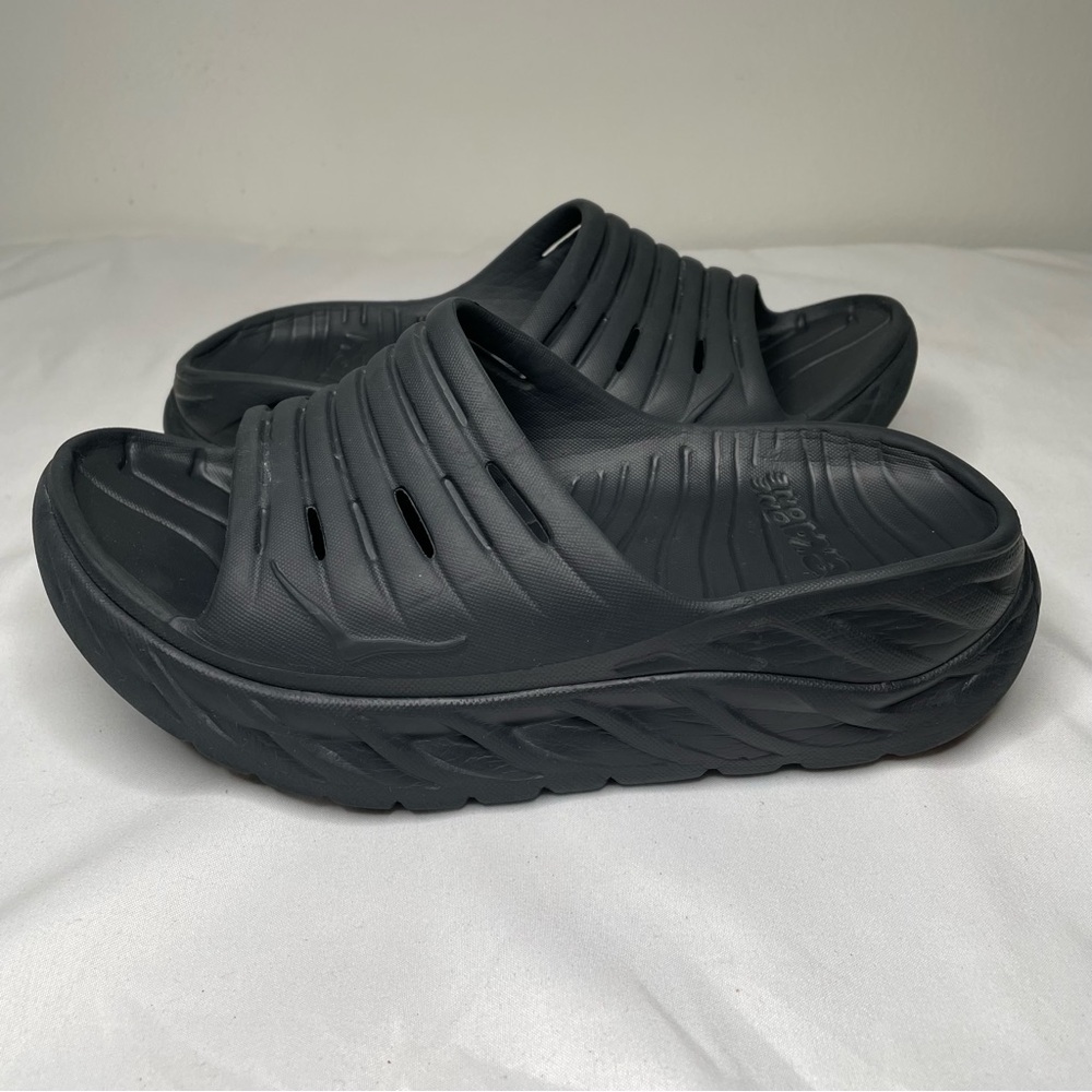 HOKA One One Ora Recovery Sport Slide Black Comfort Sandals Women Size 6